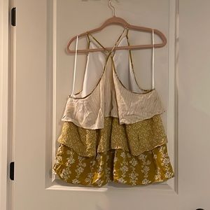 Mustard and White Ruffled Tank top